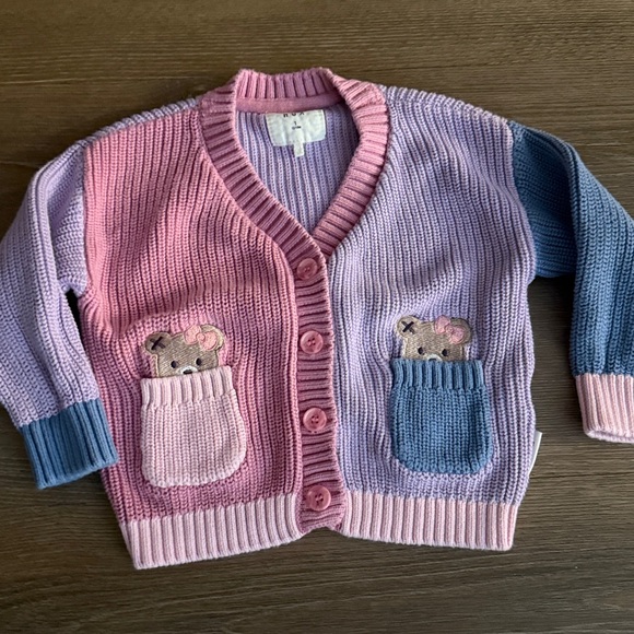 Huxbaby Peeping Pocket Girl Cardigan and knit pants in organic cotton - Picture 10 of 14